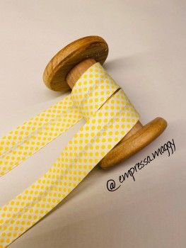Schrägband Punkte 30mm - Gelb / Weiß